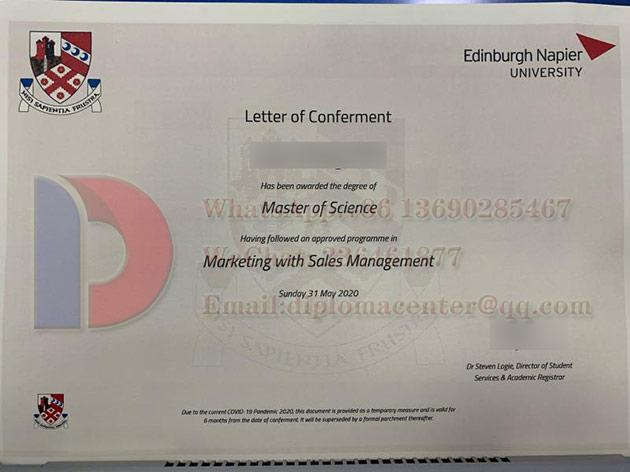 Edinburgh Napier University Degree Certificates