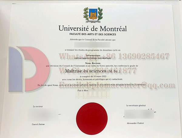 Fake Université de Montréal diploma