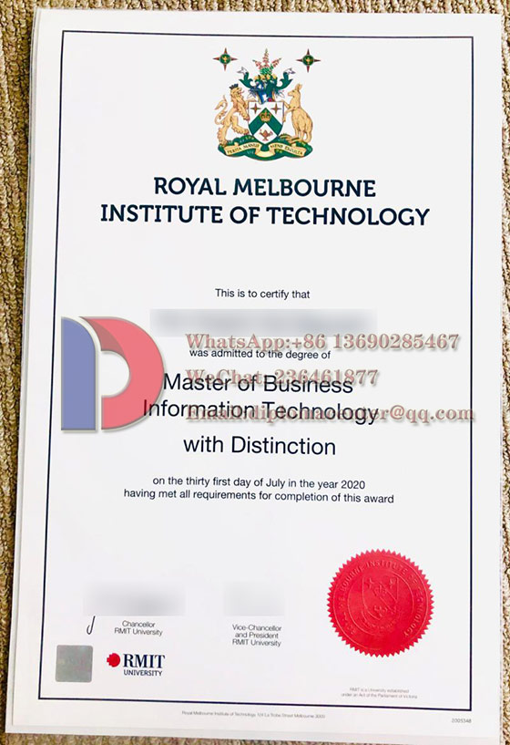 RMIT University certificate 2020 version