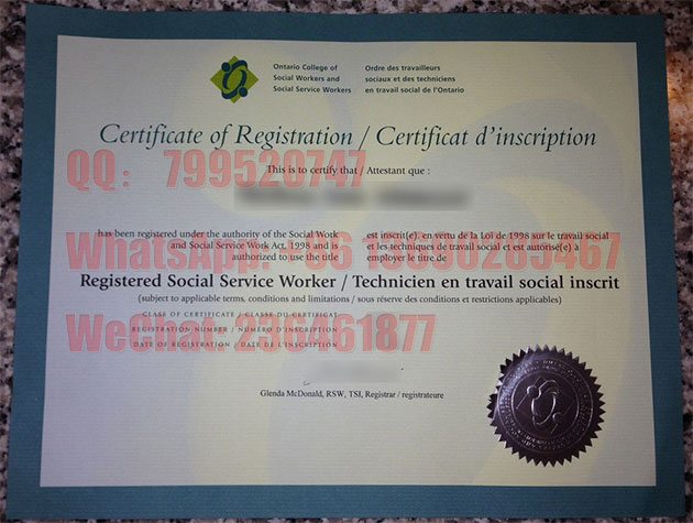 Ontario College of Social Workers certificates