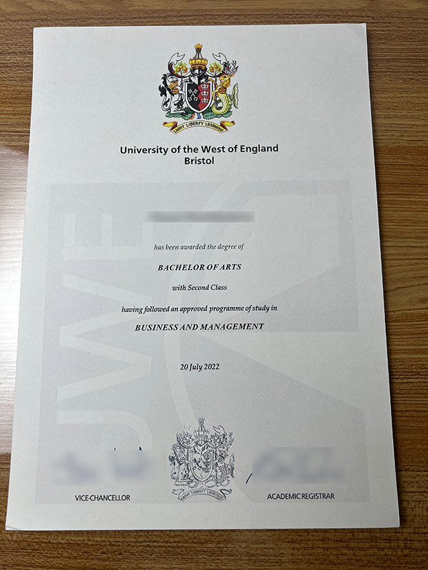 Sample West of England Bachelor of Arts degree 2022