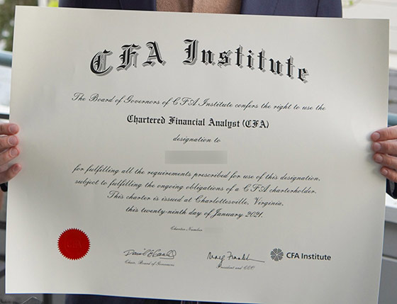 Sample of 2021 CFA certificate