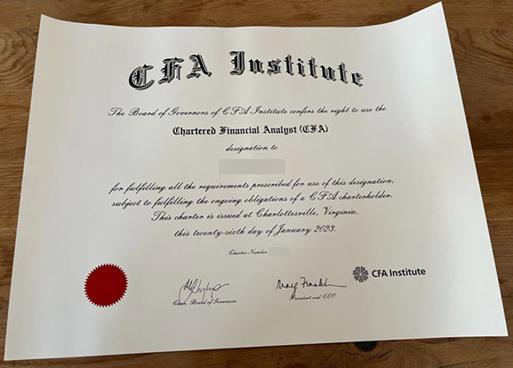 Sample of 2023 CFA certificate