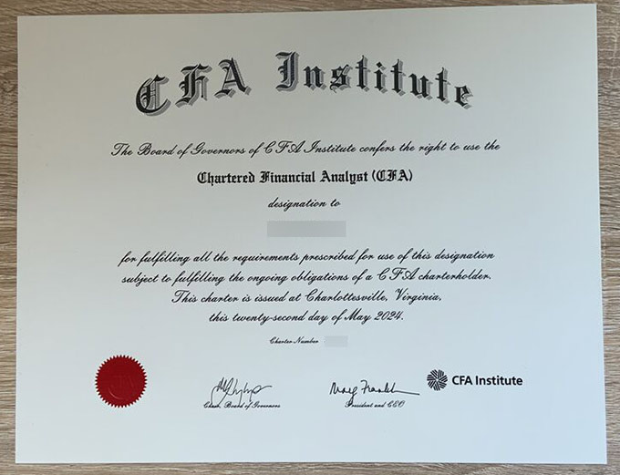 Sample of 2024 CFA certificates