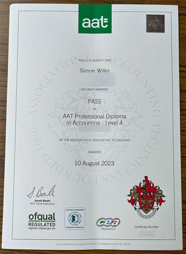 Aat Level 4 Diploma Certificate 2023