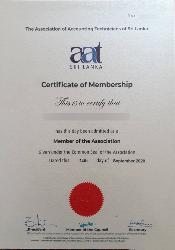 AAT Membership Certificate 2023