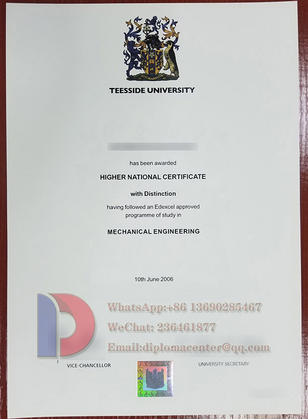 Certificate in Mechanical Engineering Teesside University 2006 Sample