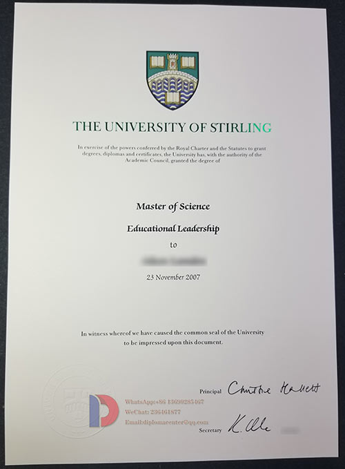 sample of the University of Stirling's 2007 degree