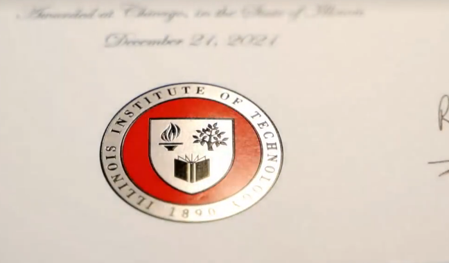 Samples of diploma certificate from Illinois Institute of Technology in 2022