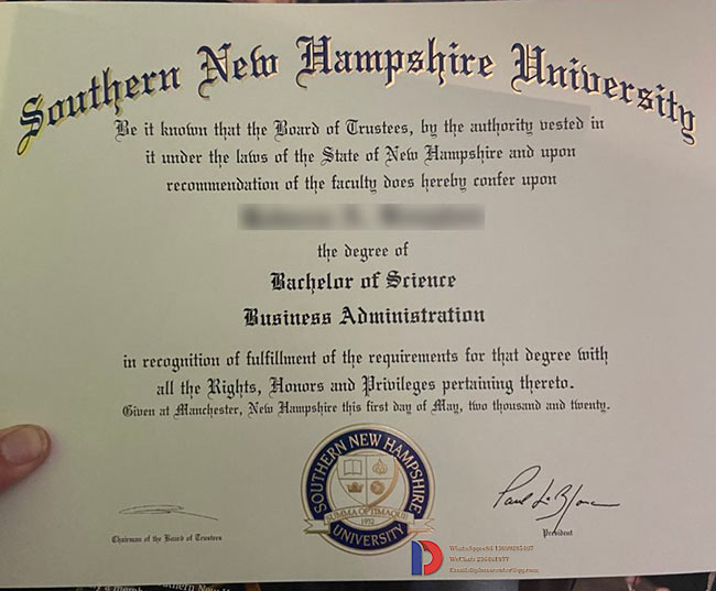 2020 Master of Business Administration Degree from Southern New Hampshire University