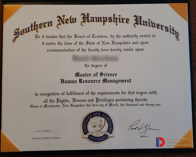 Certificate in Human Resources Management from Southern New Hampshire University 2021
