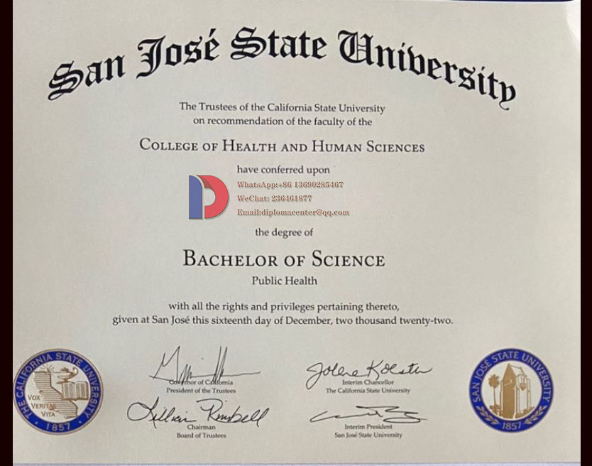 Sample Bachelor of Science Degree from San Jose State University in 2022