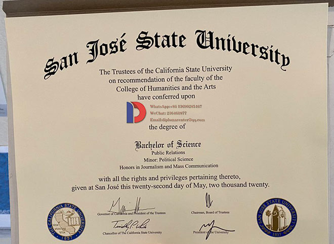 Sample of Bachelor of Science Degree from San Jose State University in 2020