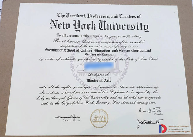 Samples of New York University Degree Certificate in 2022