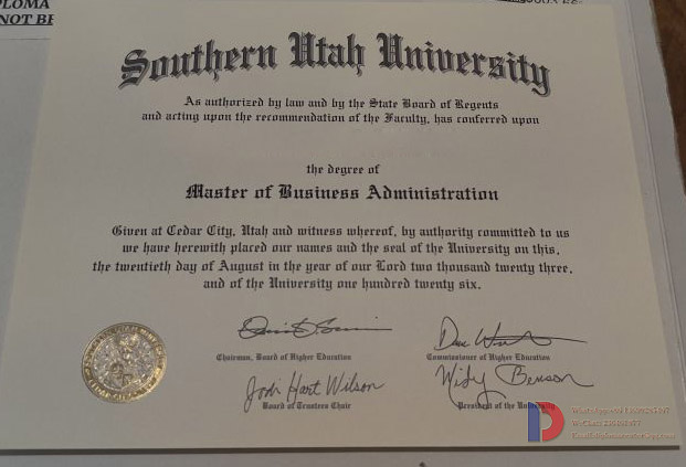 Sample of the Bachelor of Business Administration Degree from Southern Utah University in 2016