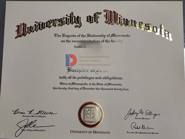 Sample of 2024 Degrees from the University of Minnesota