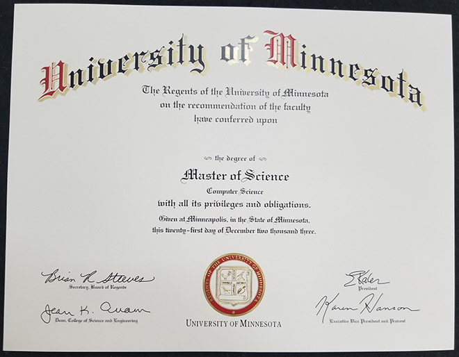 2023 Degree Samples from the University of Minnesota