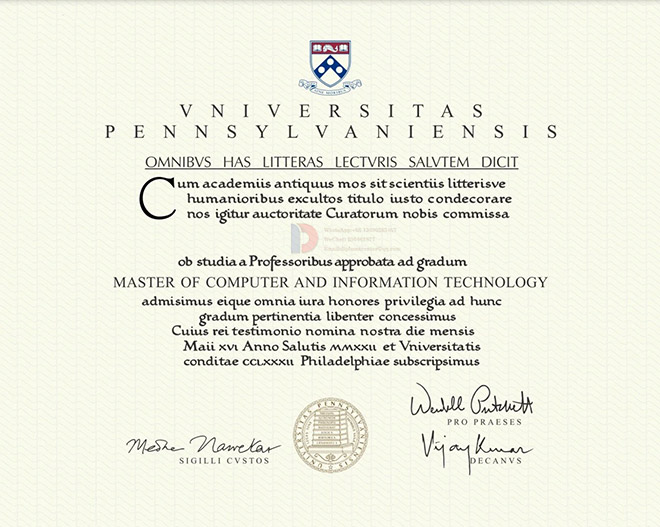 Sample of Master's Degree in Computer and Information Technology from the University of Pennsylvania