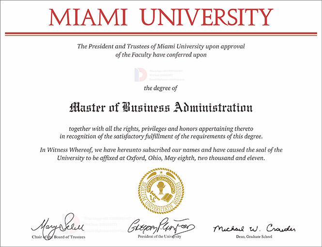 Sample Degree Case of the University of Miami in 2011