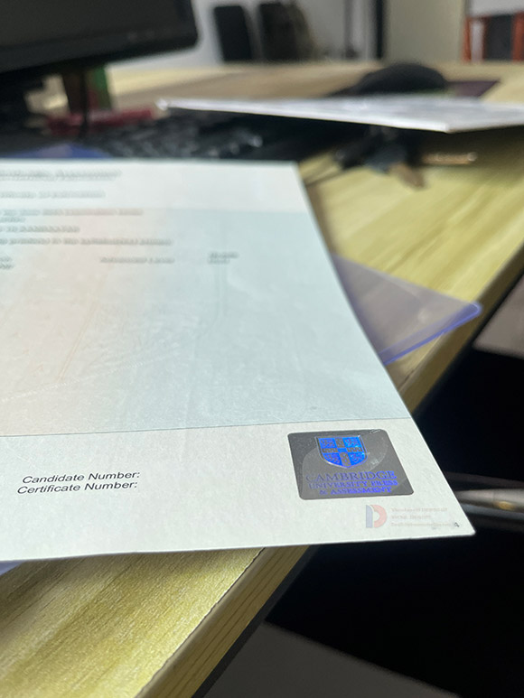 New Cambridge Certificate Hologram