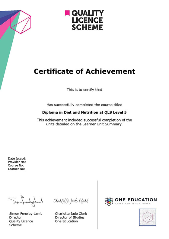 2020 IQUALITY LICENCE SCHEME Food and Participation Level 5 Certificate Sample