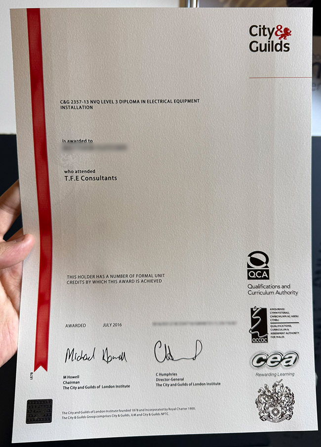 City and Guilds Electrical Equipment Level 3 Certificate