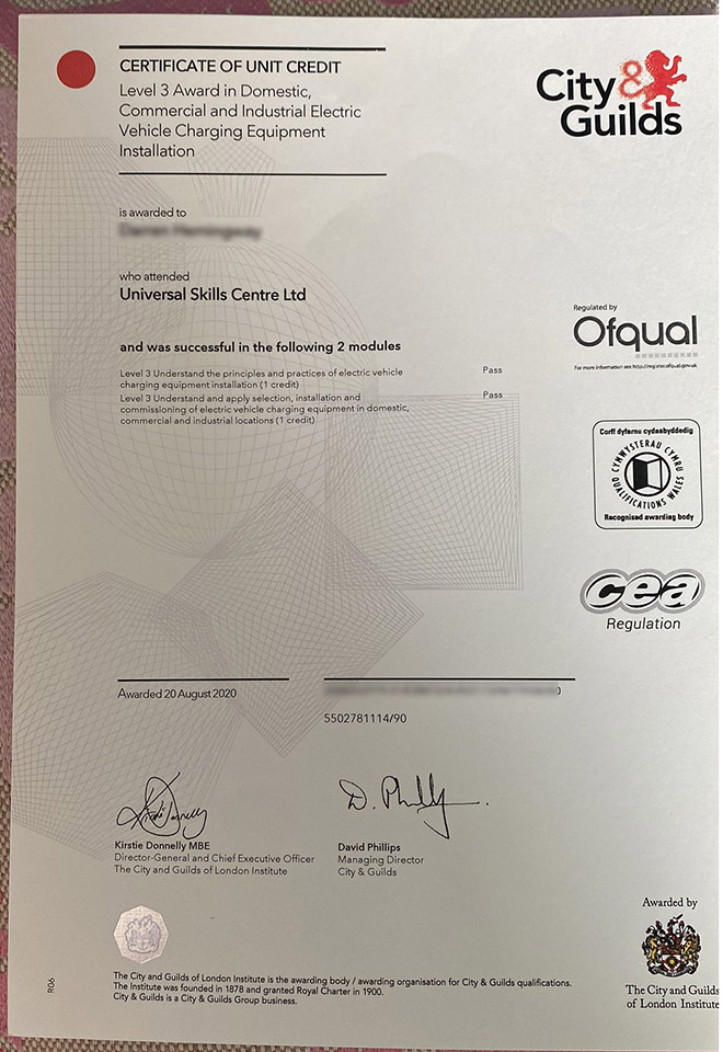 City and Guilds Commercial and Industrial Electrical Level 3 Certificate Sample