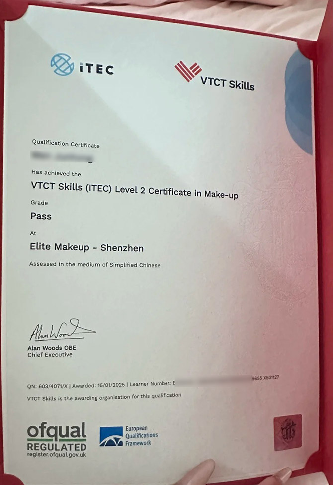 VTCT (ITEC) Level 2 Cosmetology Certificate