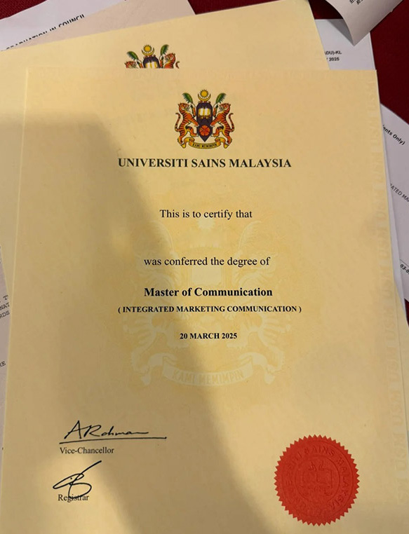 Sample of Master's Degree from University of Malaya in 2025