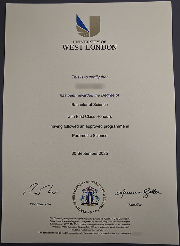 2025 University of West London Degree Sample