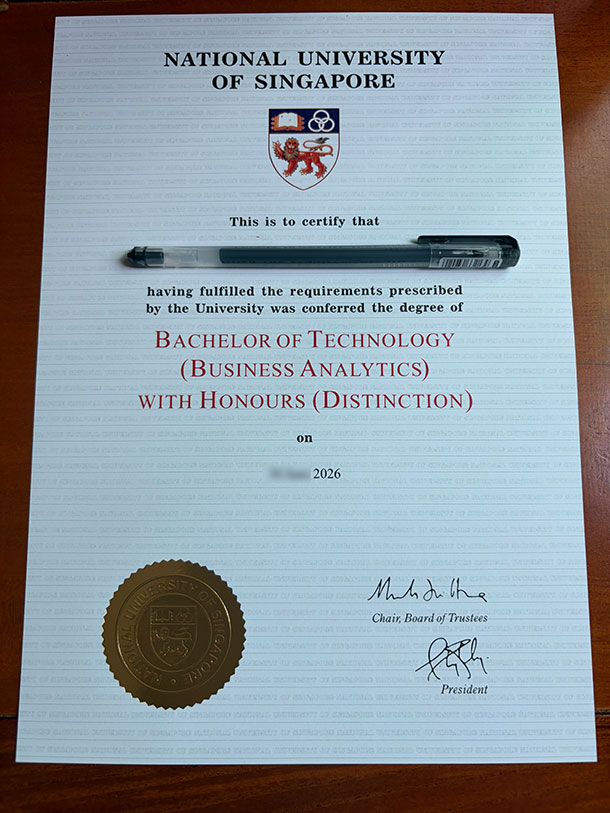Latest degree sample from the National University of Singapore in 2026