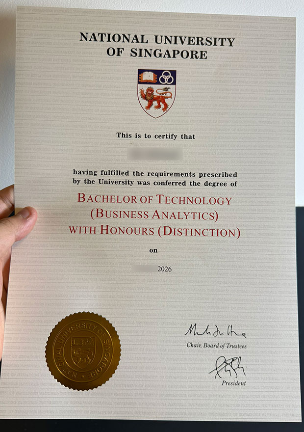 Latest degrees sample from the National University of Singapore in 2026