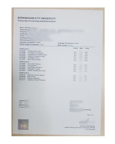 BCU fake Transcript|Buy Birmingham City University Master Transcript online