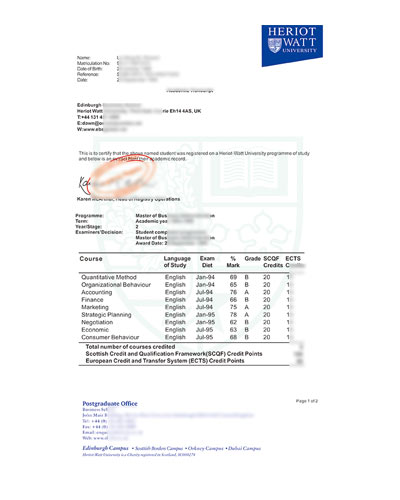 How To Buy Fake Heriot-Watt University Transcript?