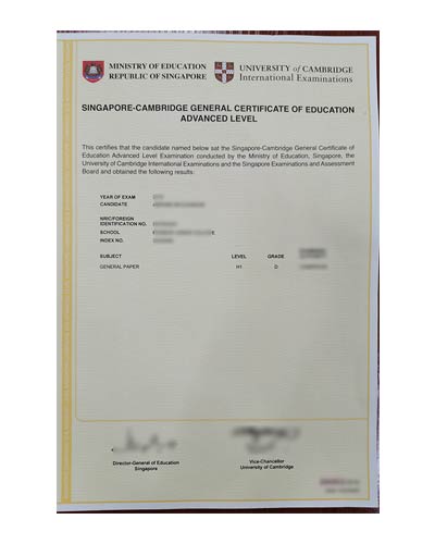Singapore Cambridge GCE O Level fake Certificate sample