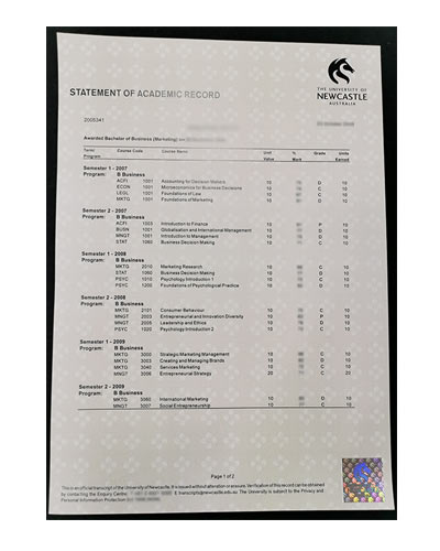 Buy University of Newcastle fake Transcript Online