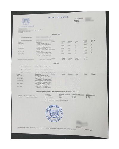 Order Fake Université de Montréal Transcript Online