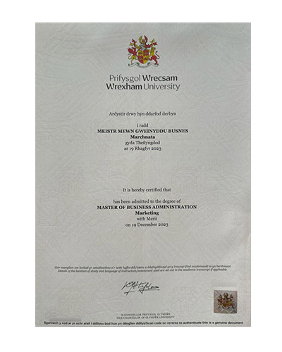 Degree samples of Prifysgol Wrecsam/Wrexham Univers