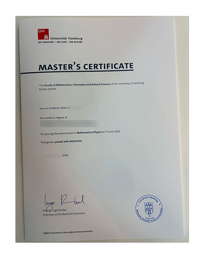 Sample of diploma degree from the University of Ham
